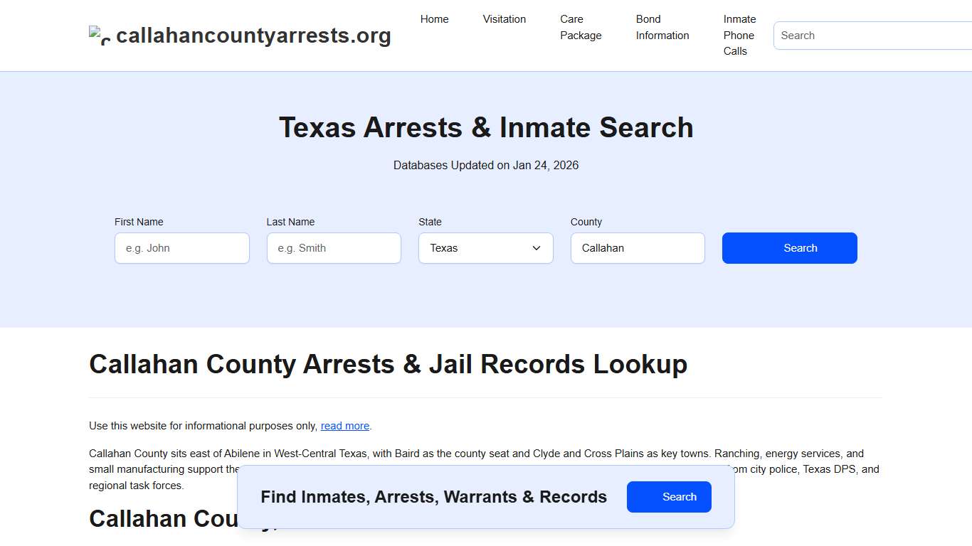 Callahan County, TX Arrests, Warrants, Police Records Search